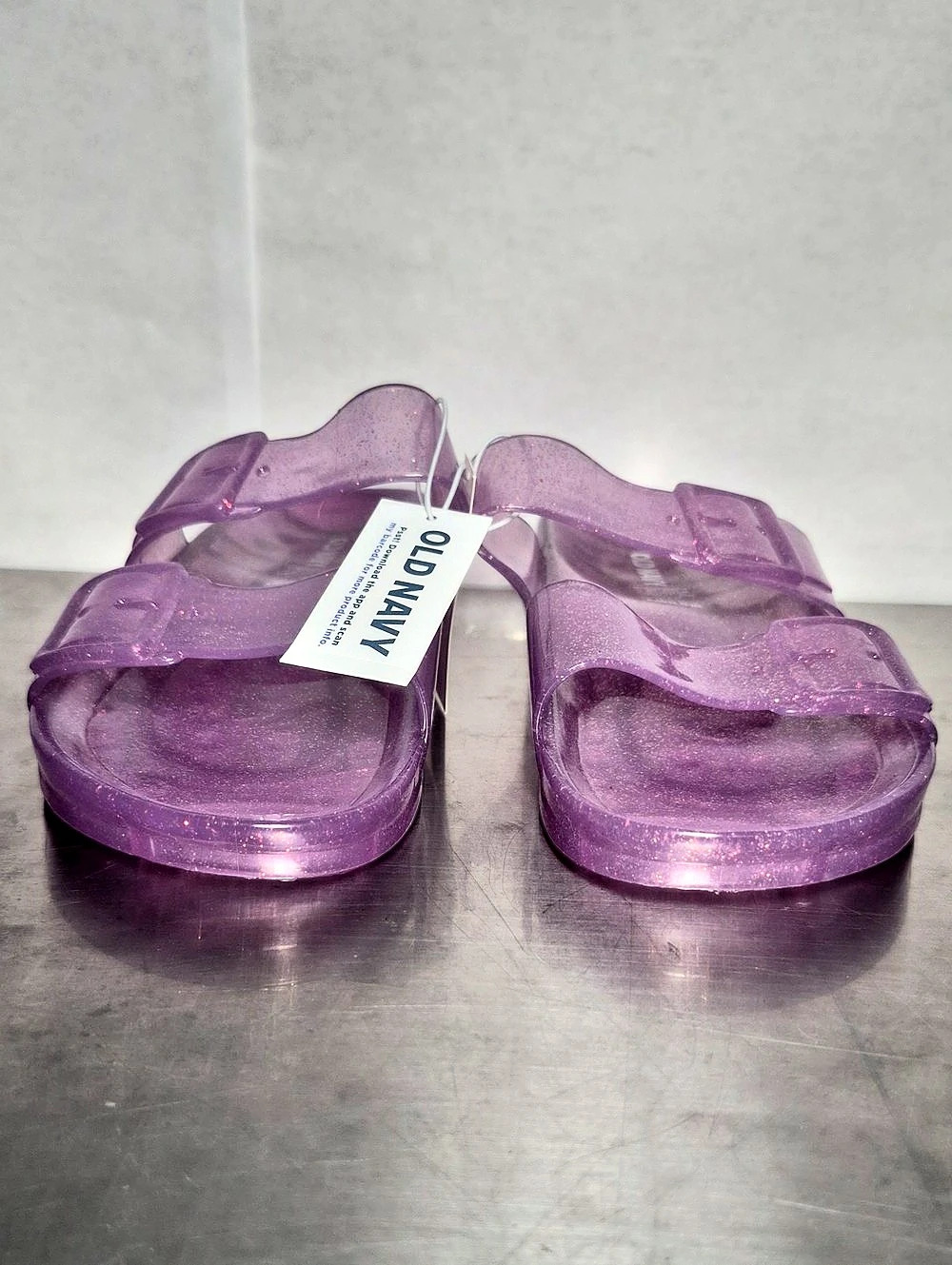 Old Navy Glitter Jelly Slide Sandals Purple US 1 NWT